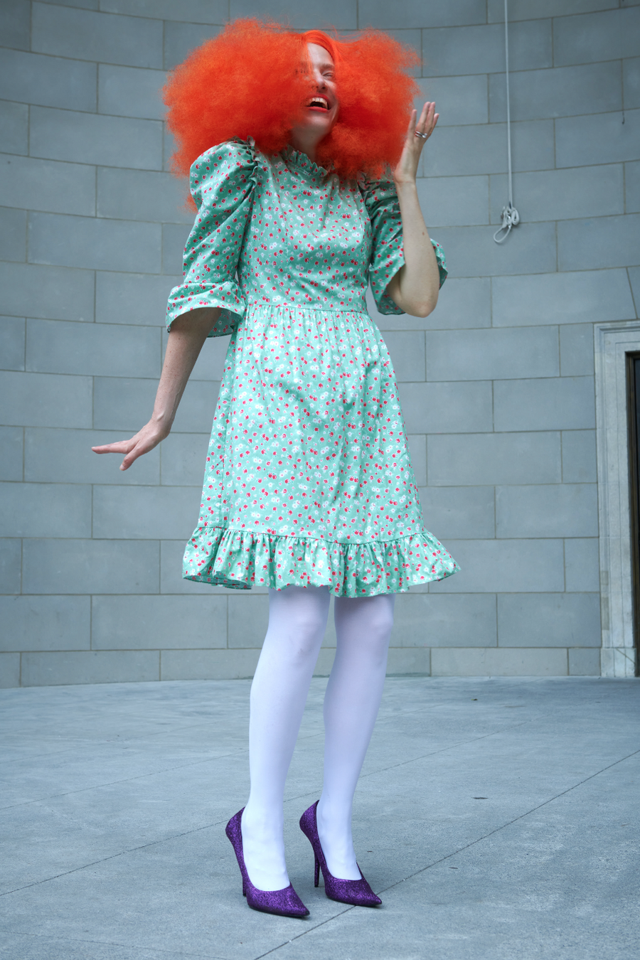 Spring Prairie Dress in Ditsy Apples 0 / Mint Green Spring Prairie Dress in Ditsy Apples 0 / Mint Green