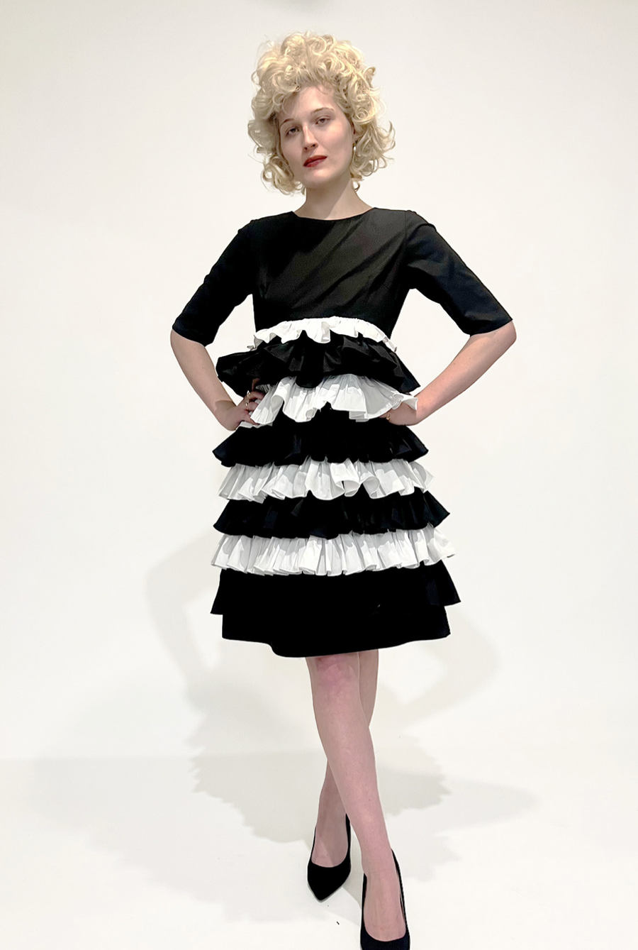 Therese Dress in Black and White Poplin