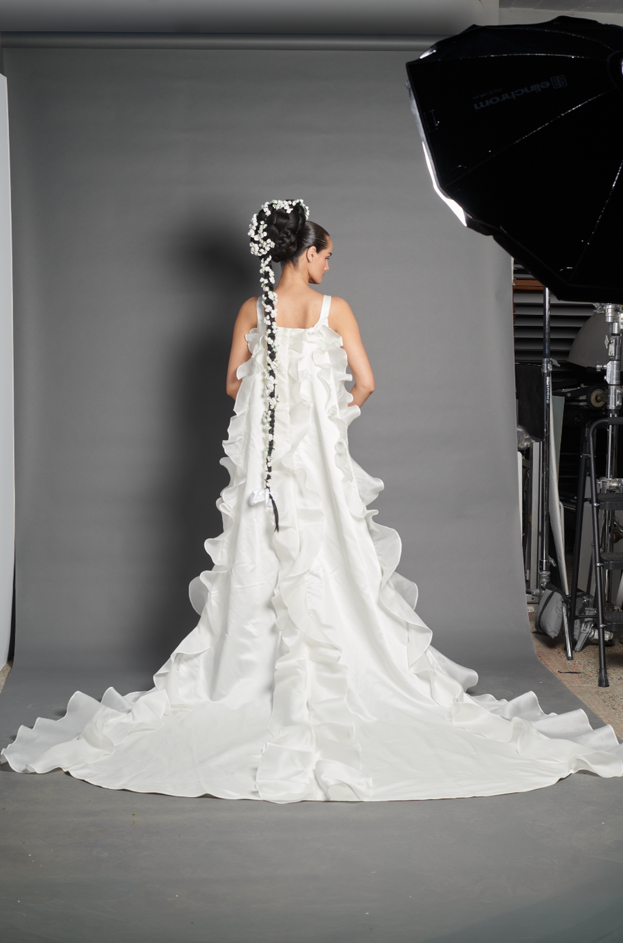 Dust Ruffle Train Bridal Removable Ruffle Train - Silk Duchess Satin | BATSHEVA