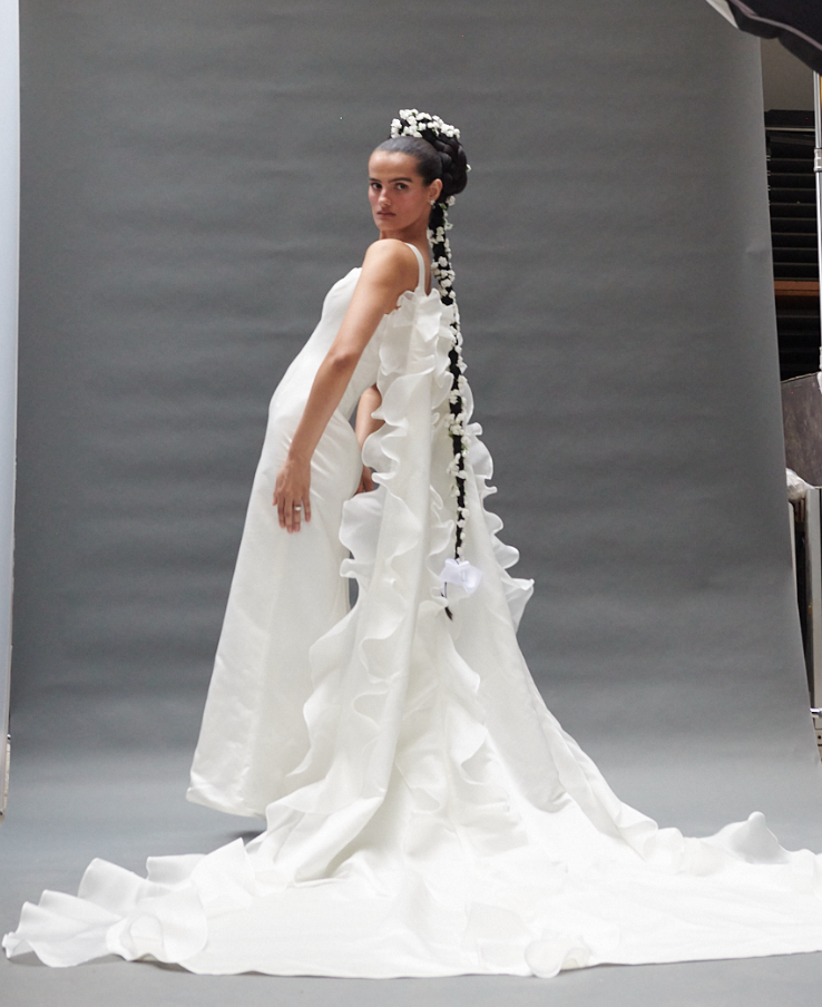 Bridal Removable Ruffle Train - Silk Duchess Satin | BATSHEVA