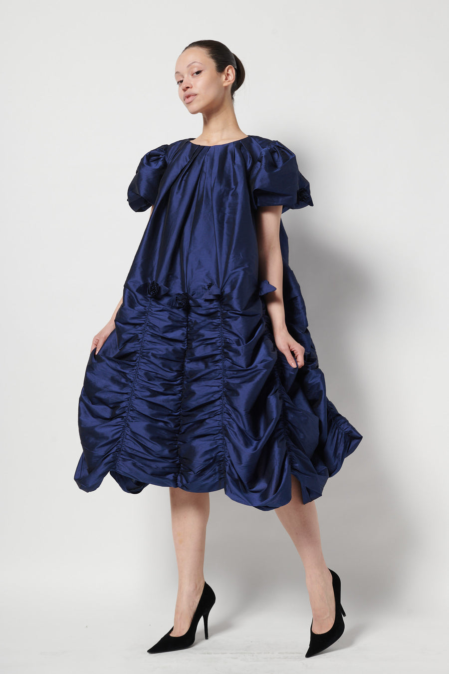 Rosie Dress in Navy Taffeta BATSHEVA Rosie Dress in Navy Taffeta BATSHEVA