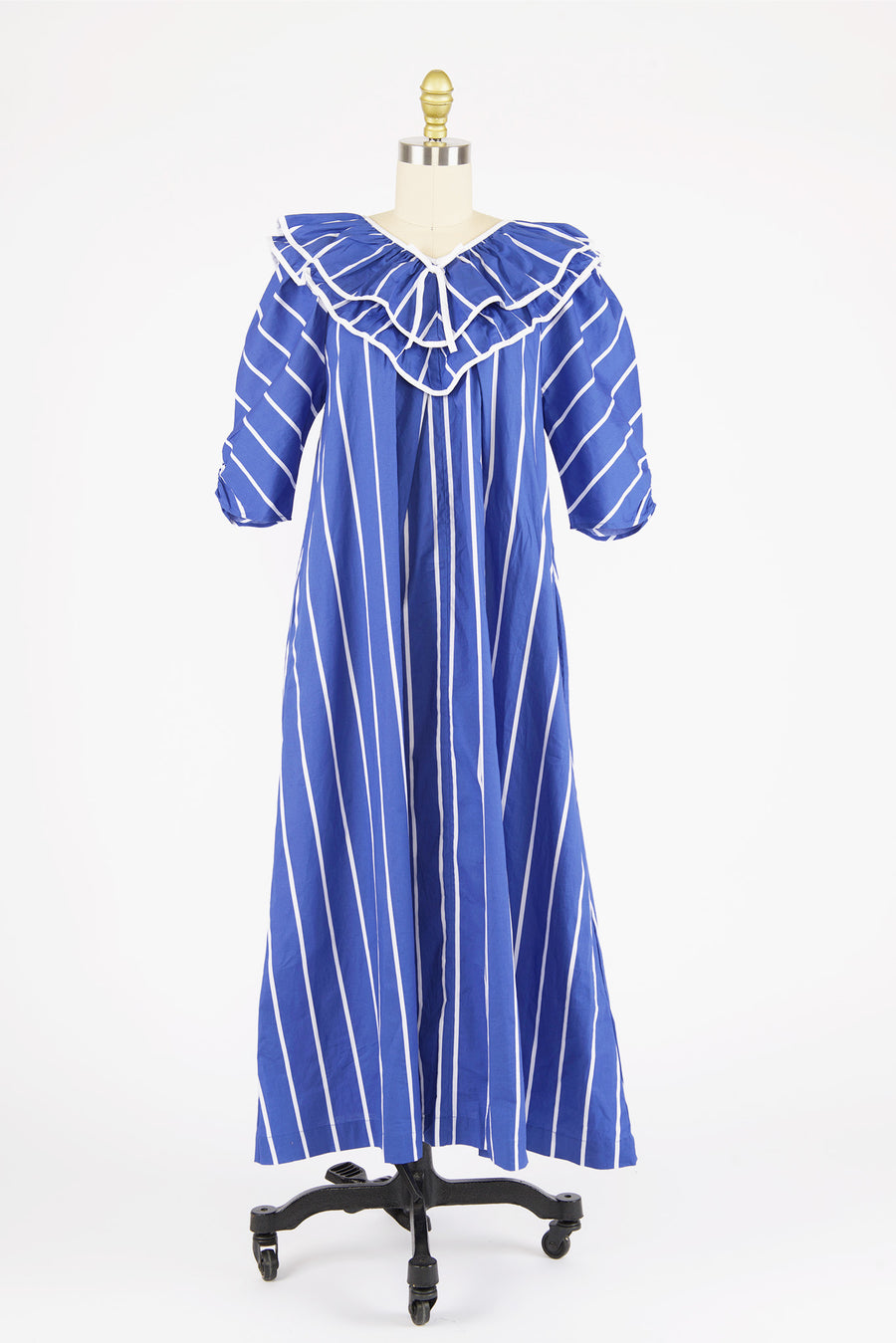 Victoria Housedress in Blue and White Stripe