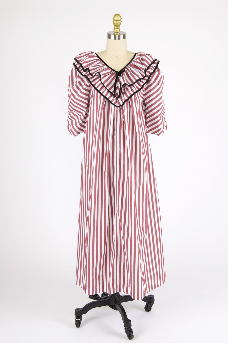 Victoria Housedress in Burgundy Stripe