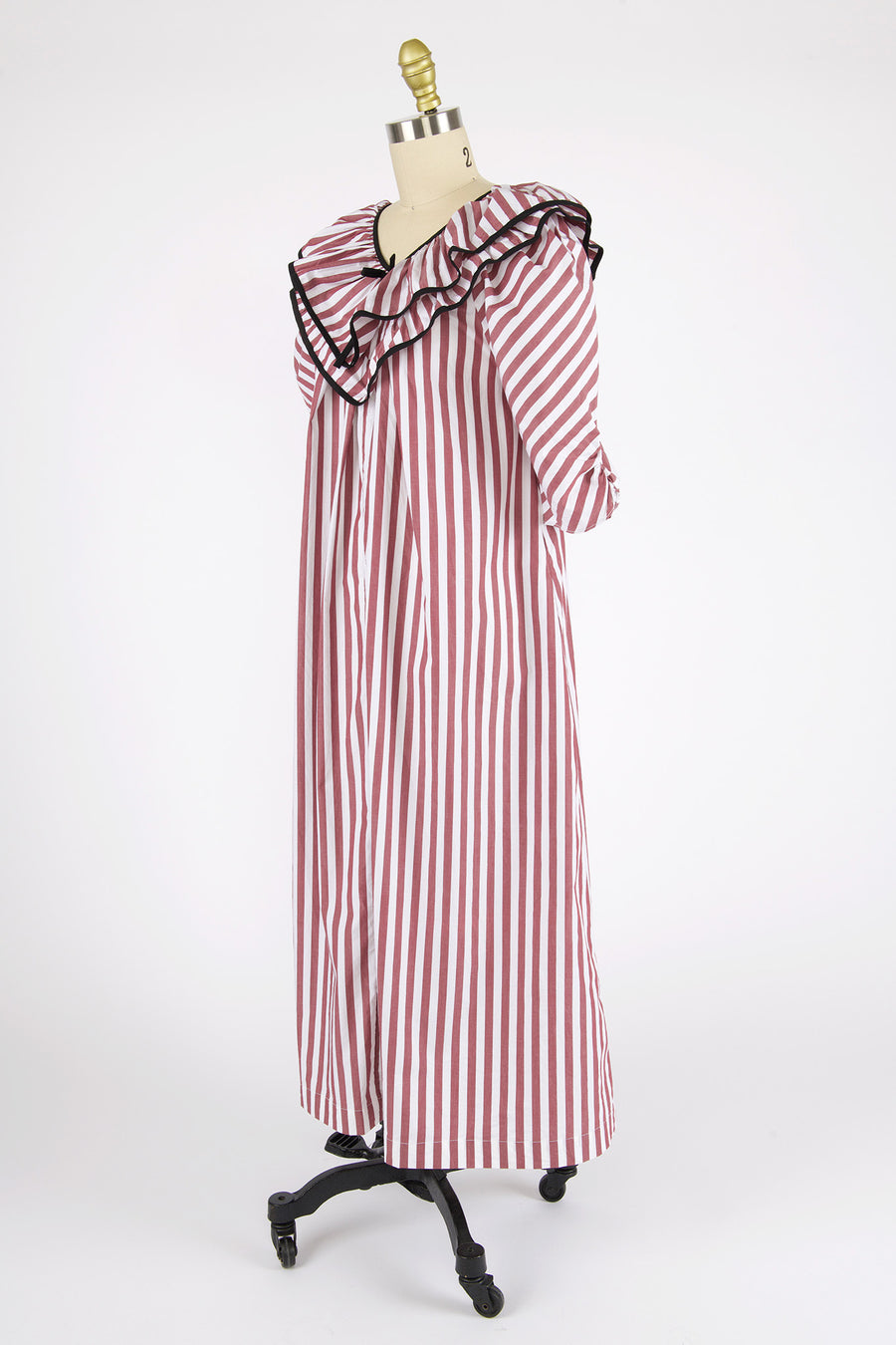 Victoria Housedress in Burgundy Stripe