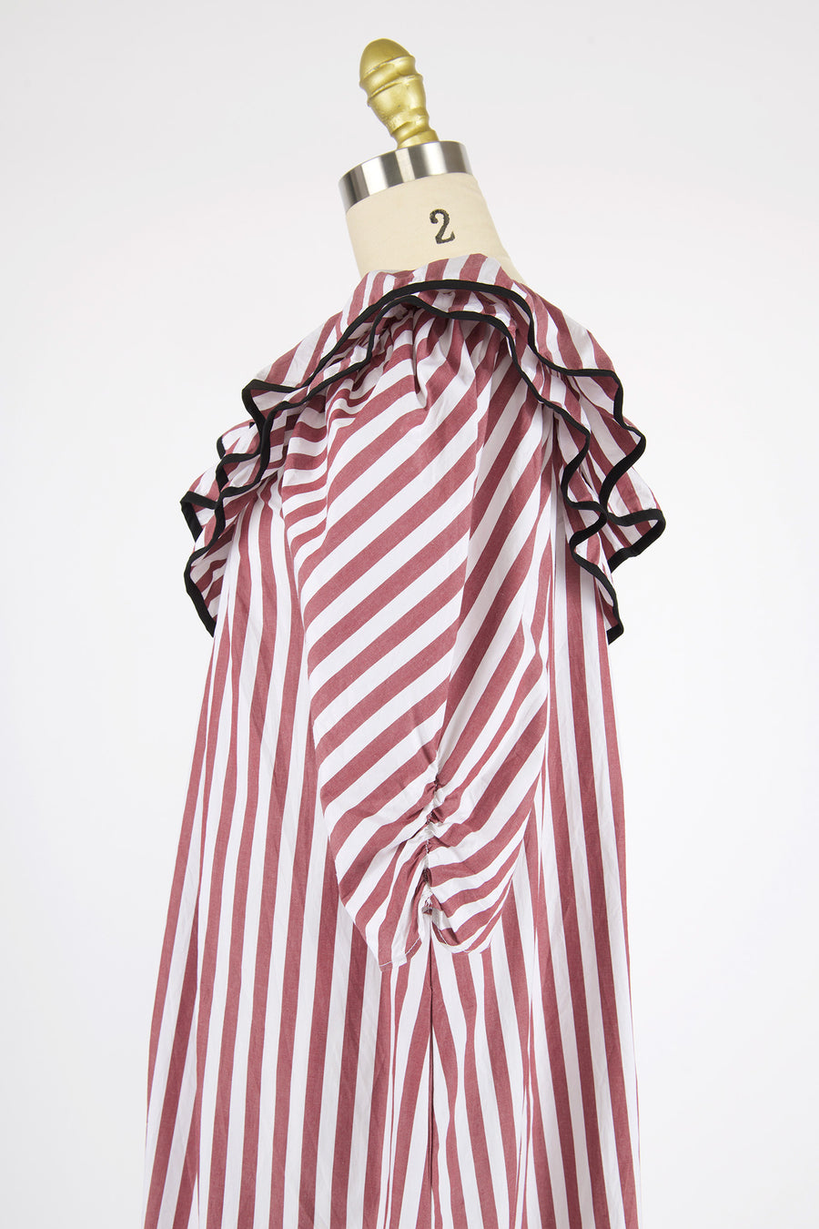 Victoria Housedress in Burgundy Stripe