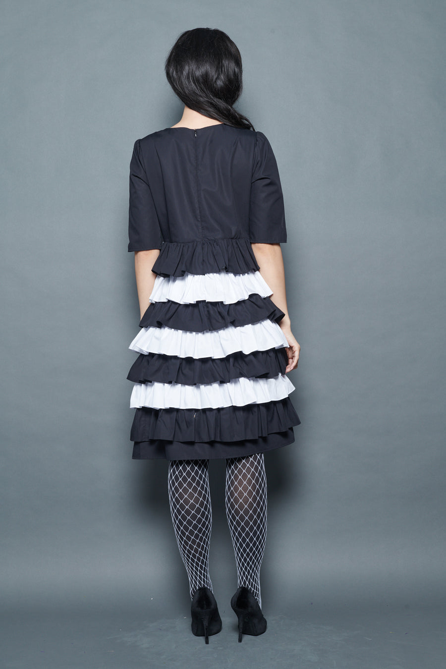 Therese Dress in Black and White Poplin