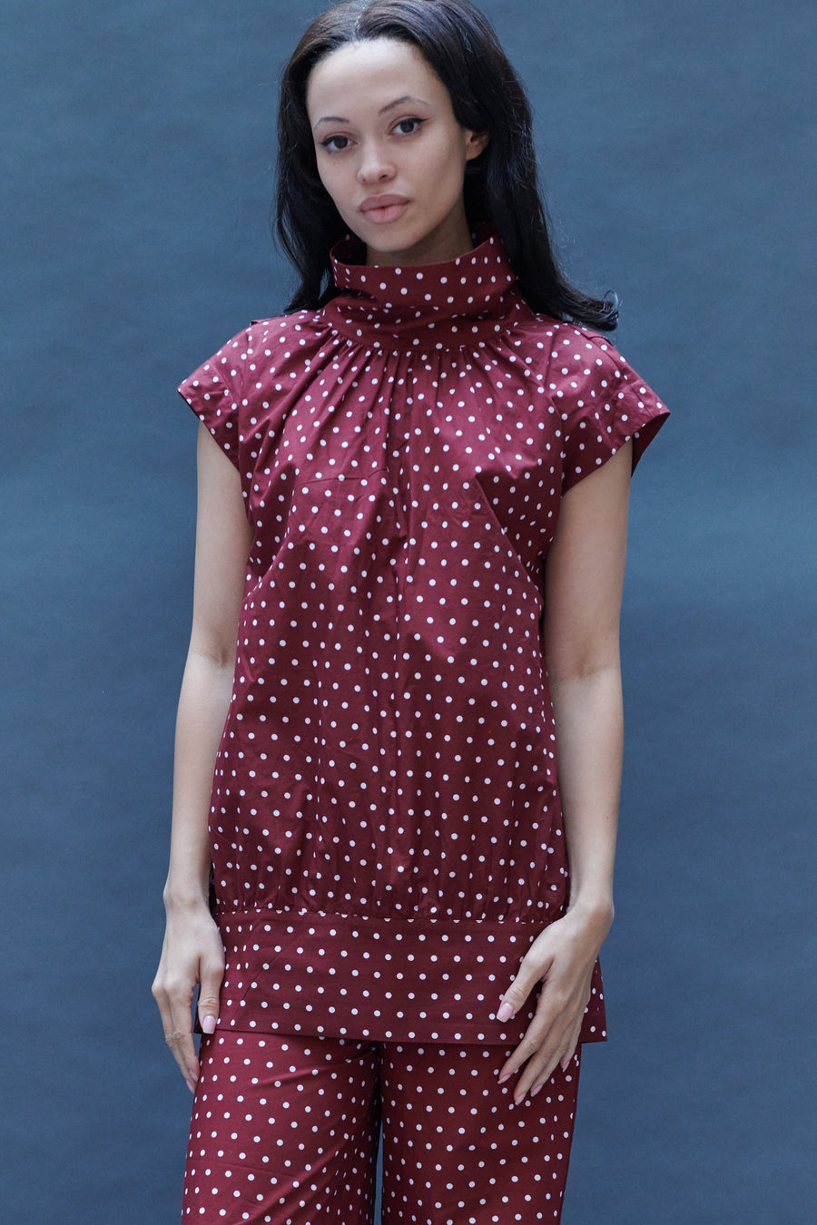 Maya Blouse in Maroon Dots
