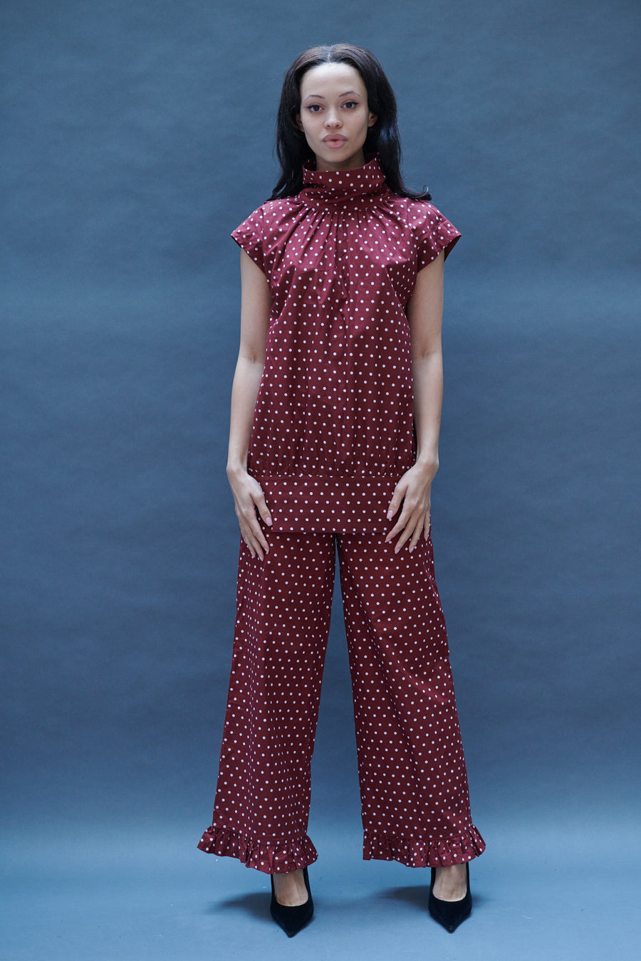 Maya Blouse in Maroon Dots