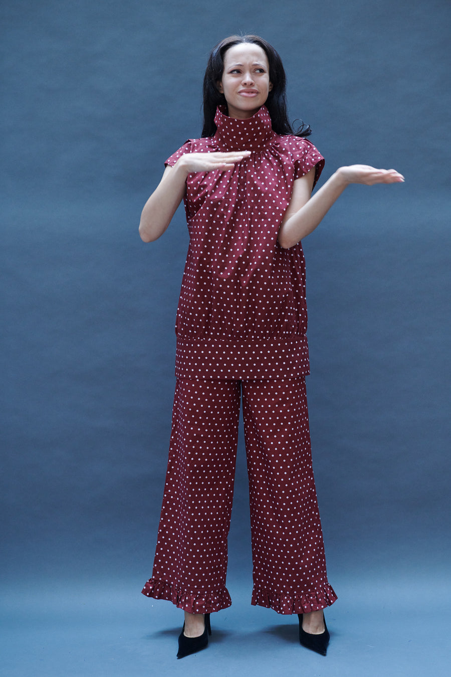 Maya Blouse in Maroon Dots