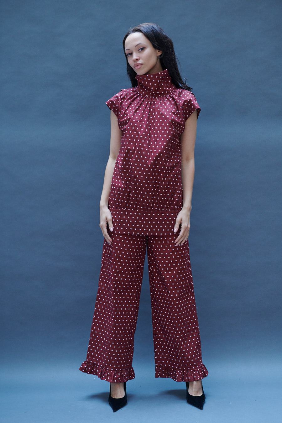 Maya Blouse in Maroon Dots