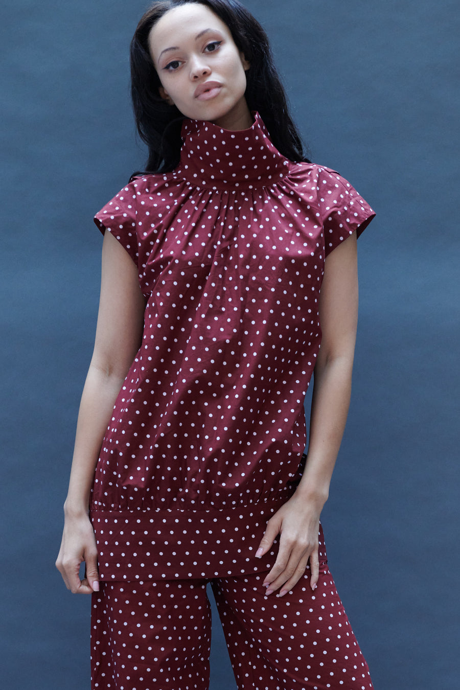 Maya Blouse in Maroon Dots