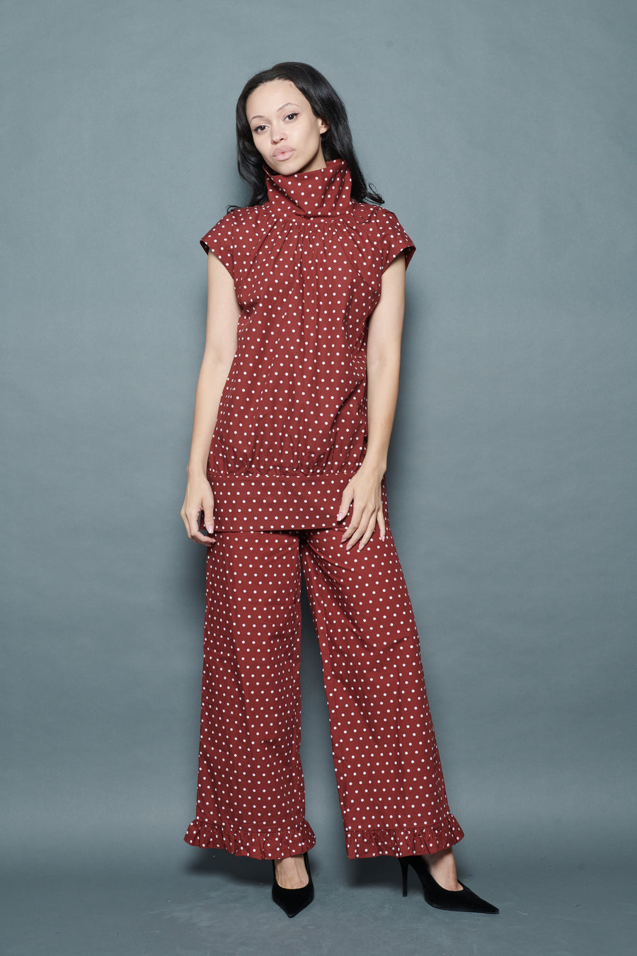 Maya Blouse in Maroon Dots