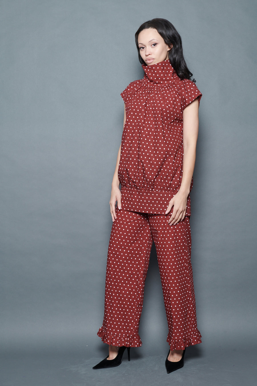 Maya Blouse in Maroon Dots