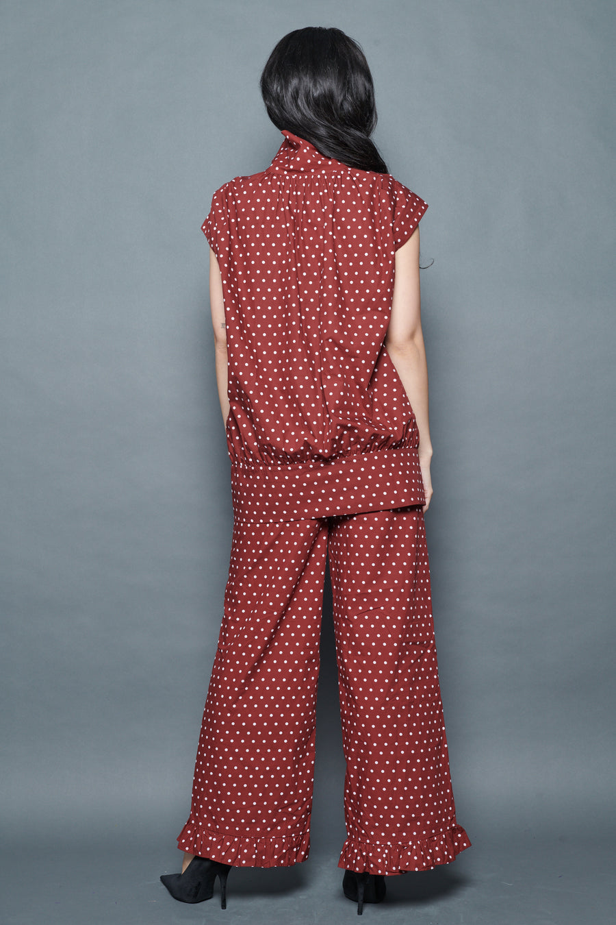 Maya Blouse in Maroon Dots