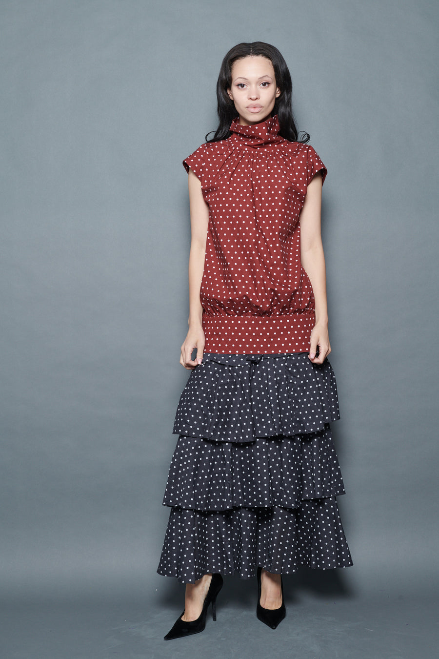 Maya Blouse in Maroon Dots