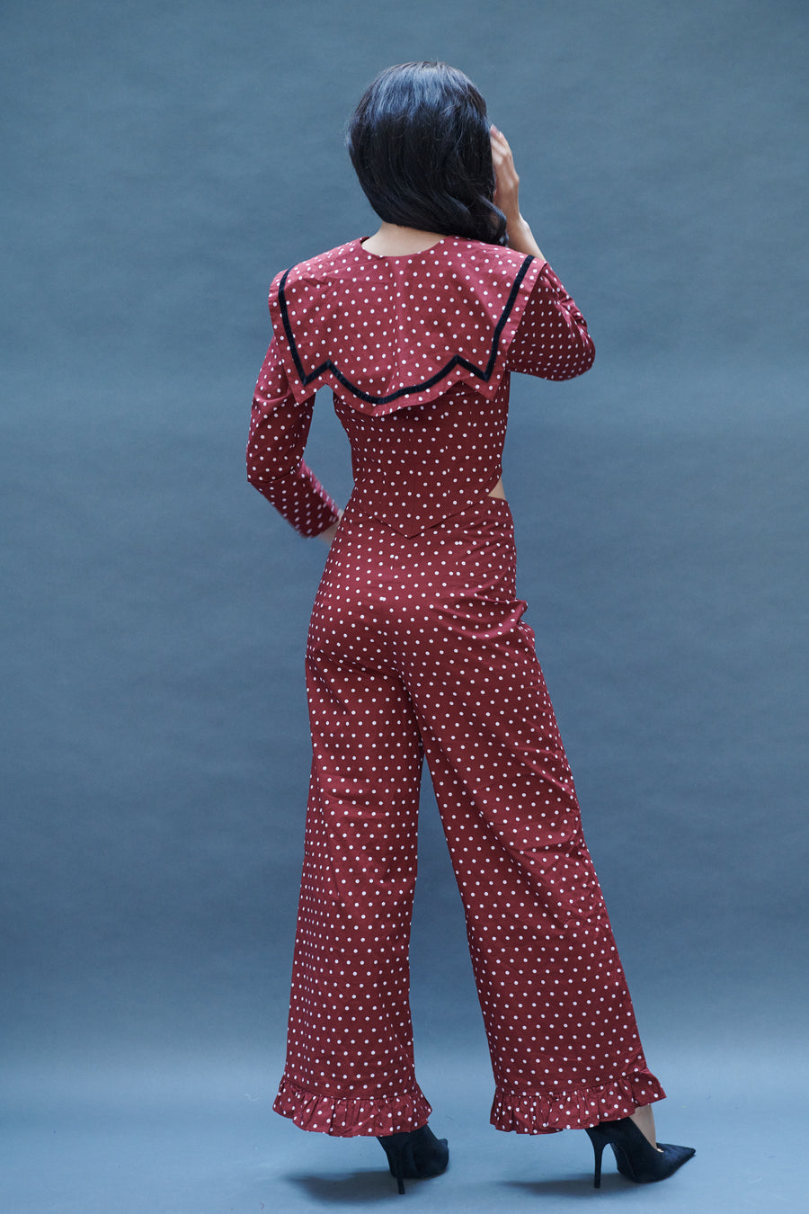 Skipper Blouse in Maroon Dots
