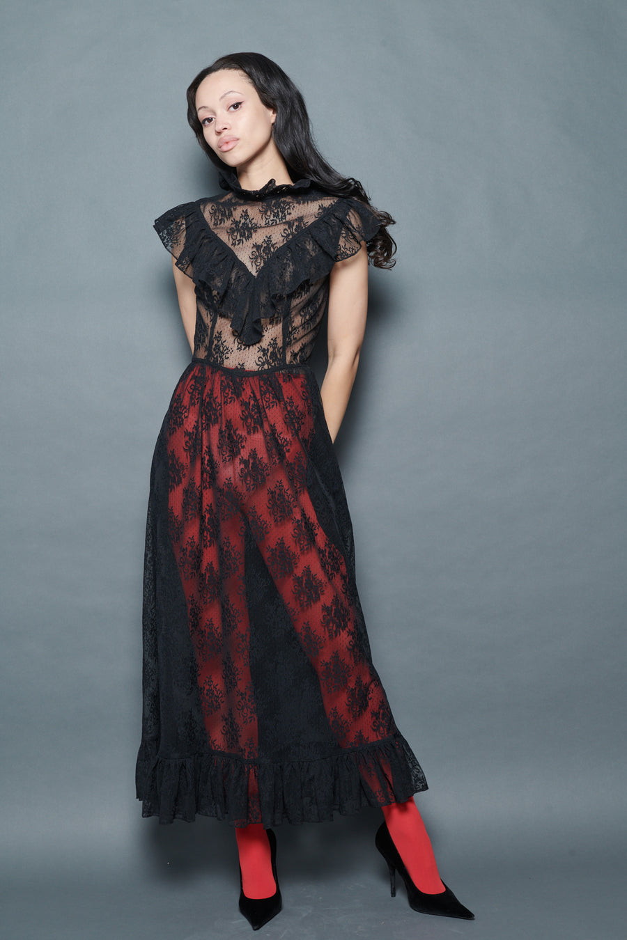 Caroline Dress in Black Lace