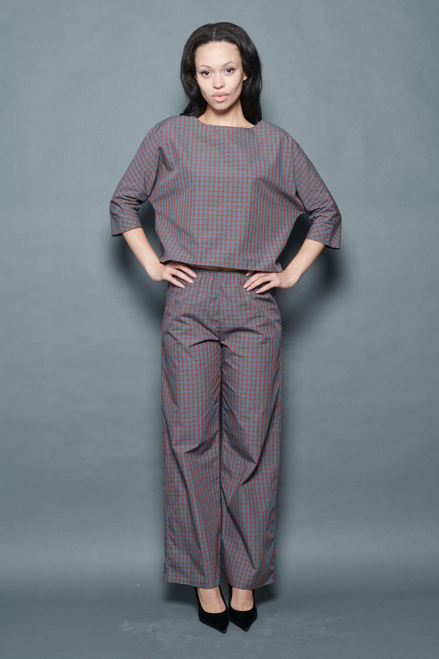 Erin Pant in Burgundy Tartan