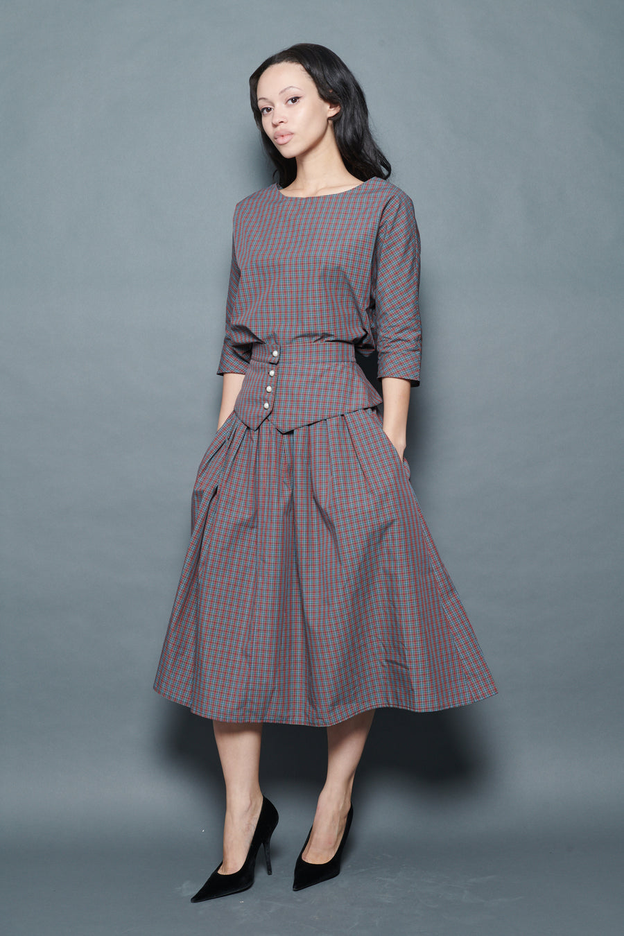 Landa Skirt in Burgundy Tartan