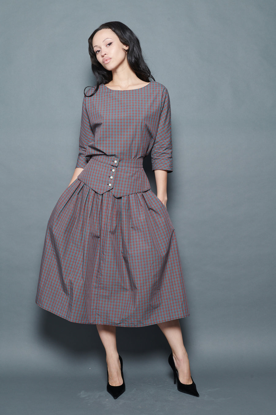 Landa Skirt in Burgundy Tartan