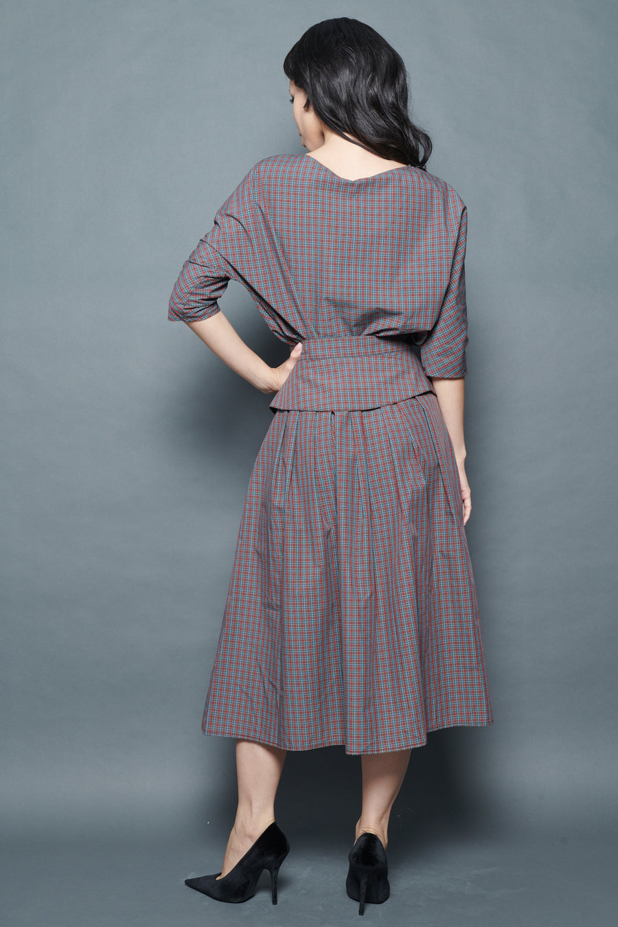 Erin Top in Burgundy Tartan