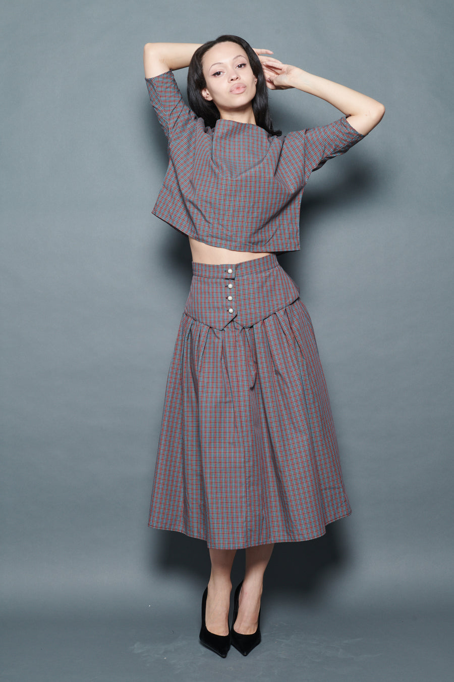 Landa Skirt in Burgundy Tartan