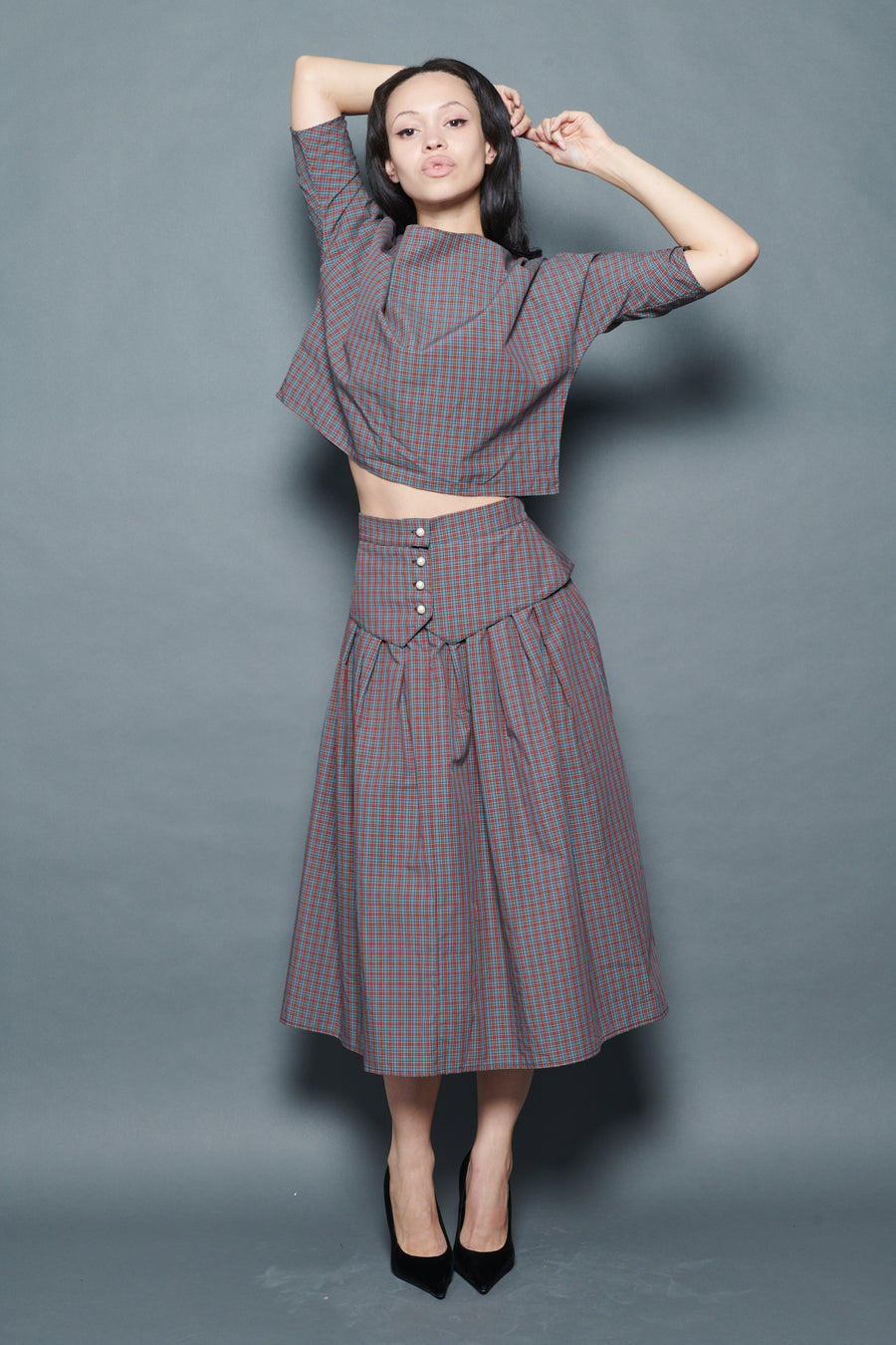 Landa Skirt in Burgundy Tartan