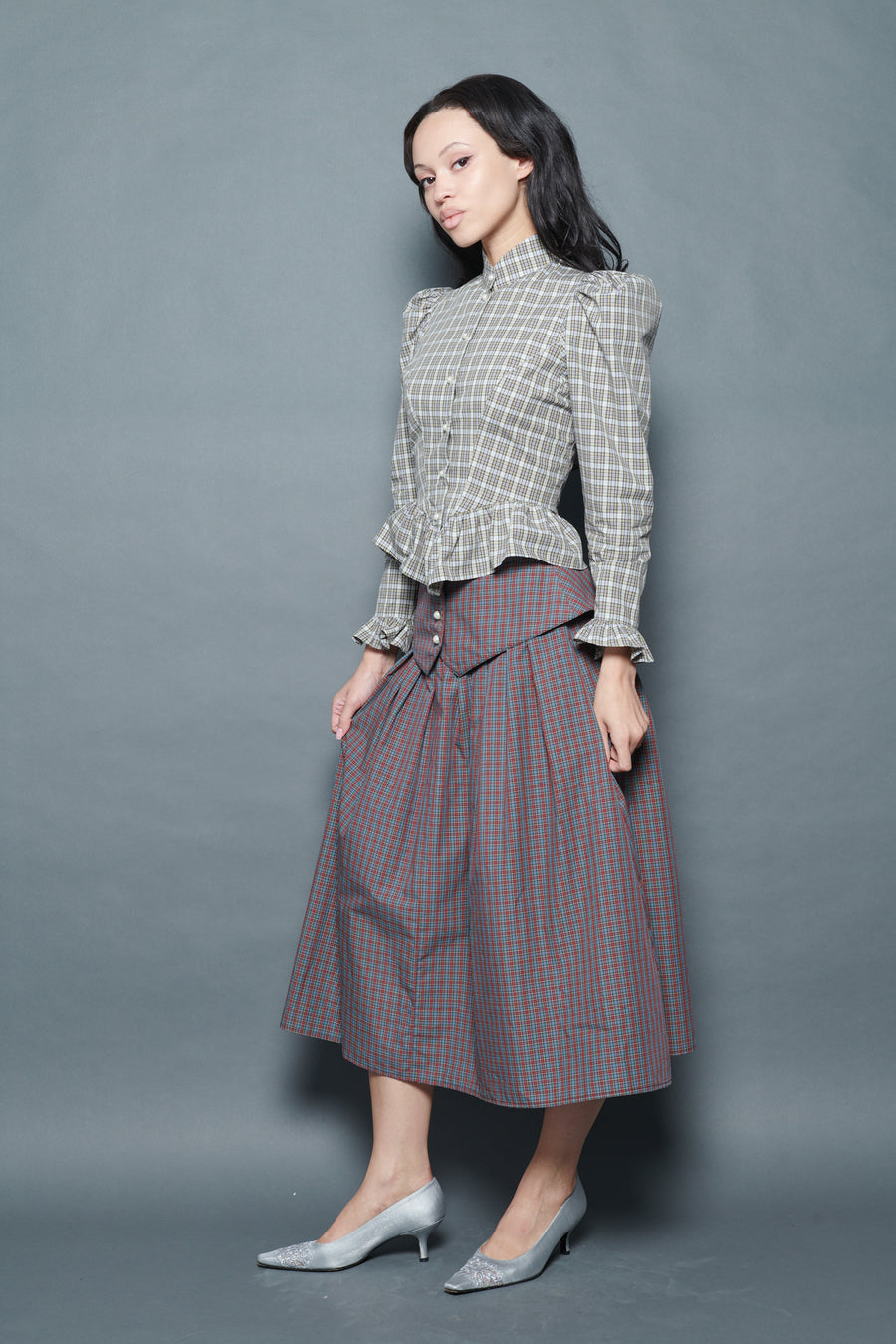 Landa Skirt in Burgundy Tartan