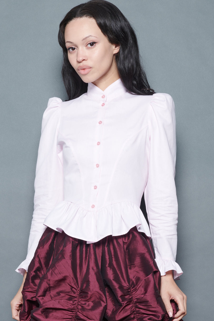 Grace Blouse in Pink Cotton Oxford