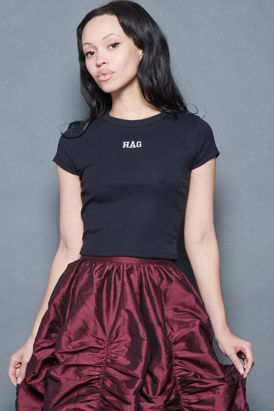 Anja Skirt in Merlot Taffeta