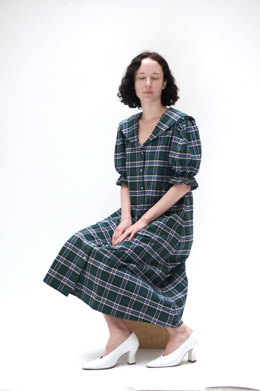 Sailor Snap Housedress in Green Plaid – BATSHEVA
