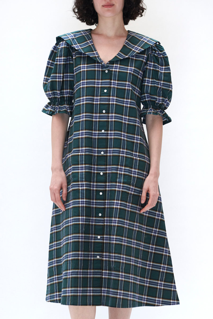 green checked shirt dress Morgan Belted Stretch Flannel Shirtdress main image 1