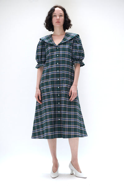 Sailor Snap Housedress in Green Plaid Sailor Snap Housedress in Green Plaid