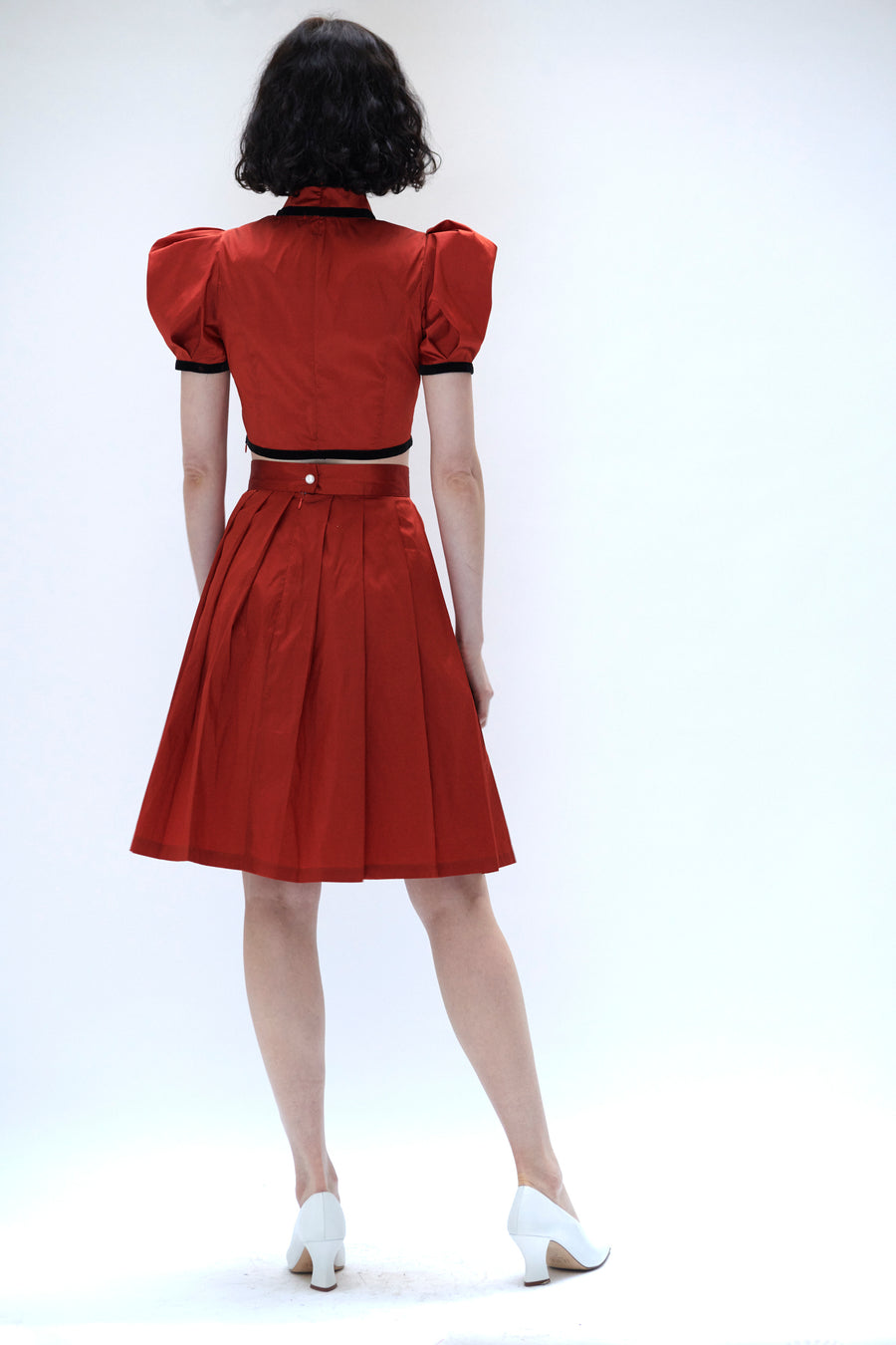 Pleated Skirt in Ginger Taffeta – BATSHEVA