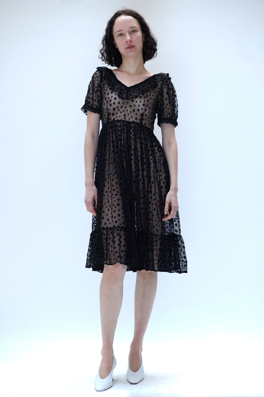 black see through mesh dress See-through Mesh Slim Fit Bikini Cover Up Dress, Black / S (Bust 85 cm)