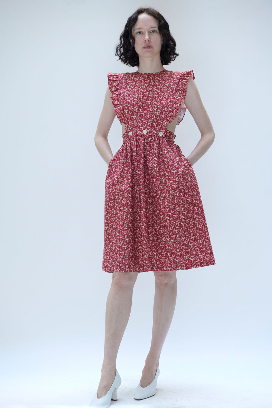 Apron Dress in Red Floral 0 / Red