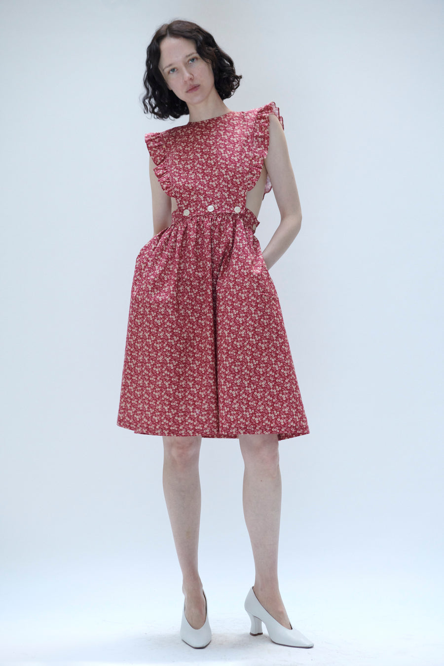 red apron dress Red Overdress / Apron Dress