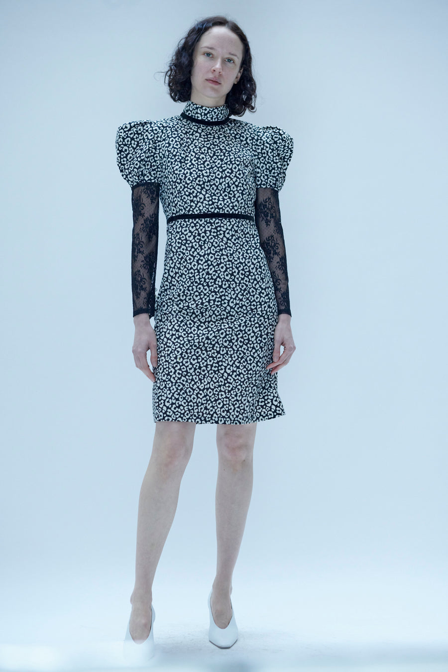 Tate Dress in Leopard and Lace 2 / Black