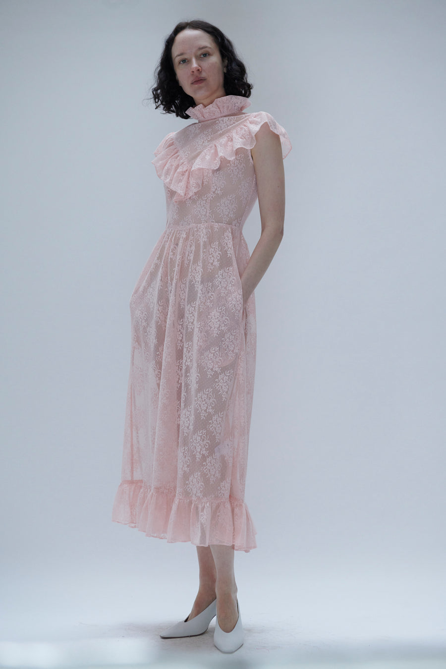 Caroline Dress in Pink Lace  BATSHEVA