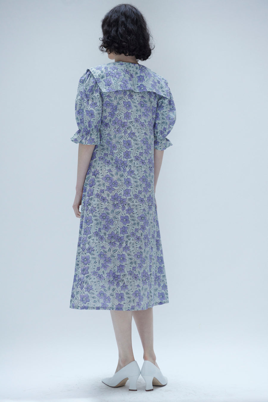 snap front house dress long sleeve Sailor Snap Housedress in Grey Floral
