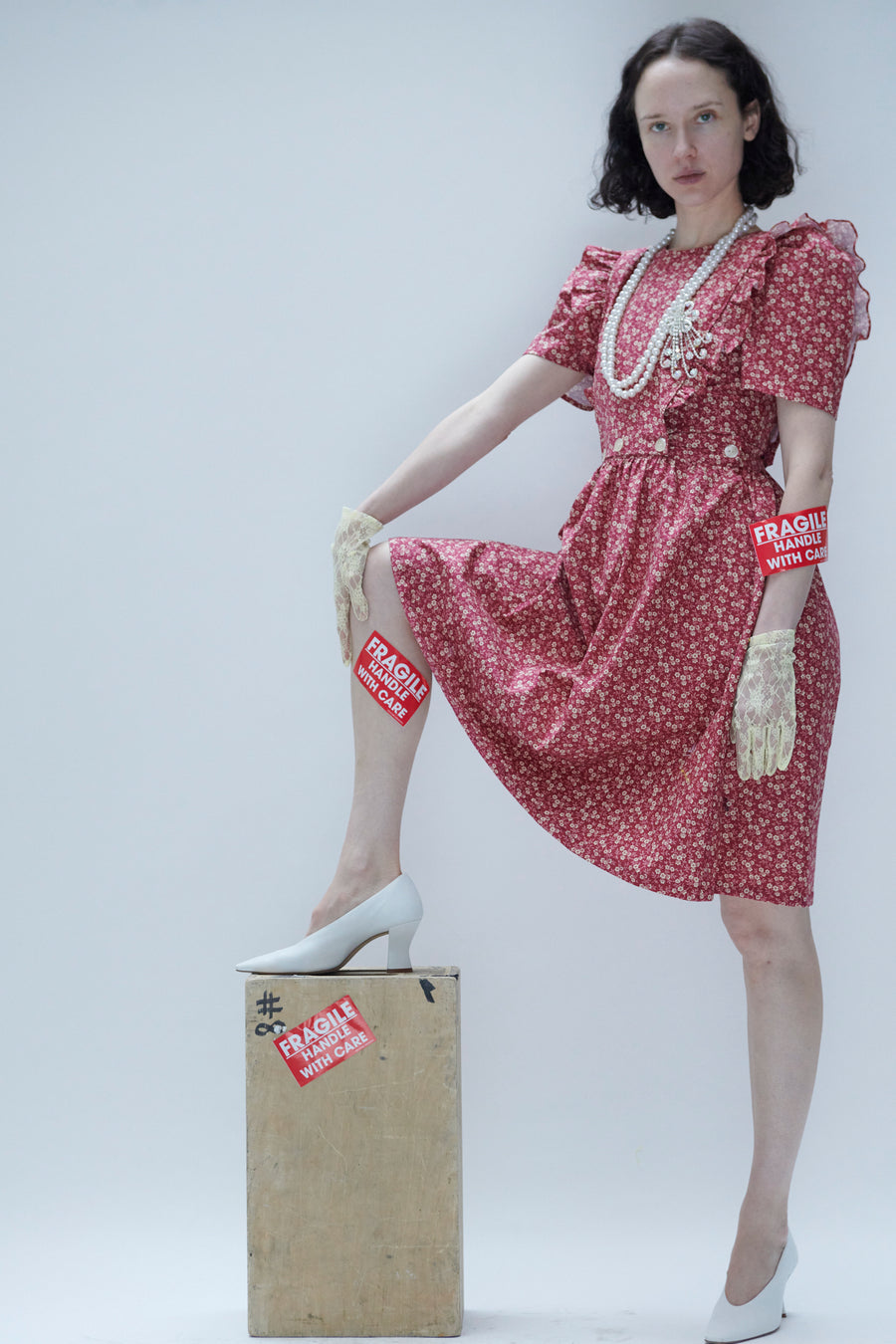 batsheva red dress Apron Dress in Red Floral 0 / Red