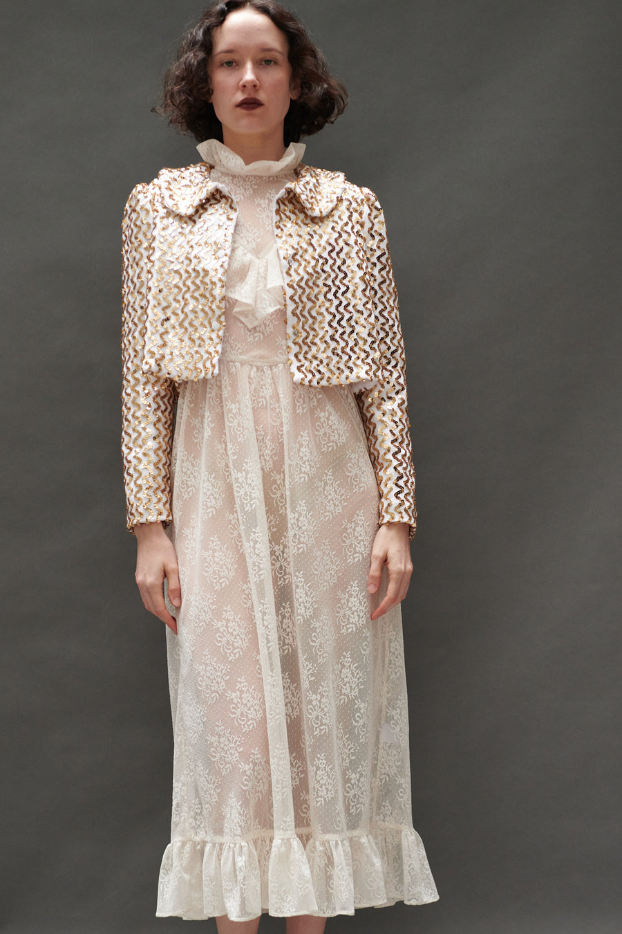 Peter Pan Coat in Knit Sequin