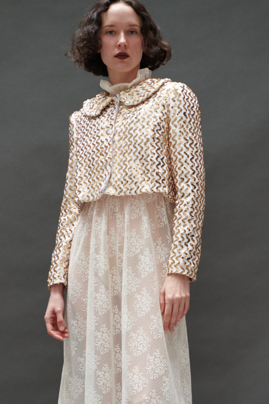 Peter Pan Coat in Knit Sequin