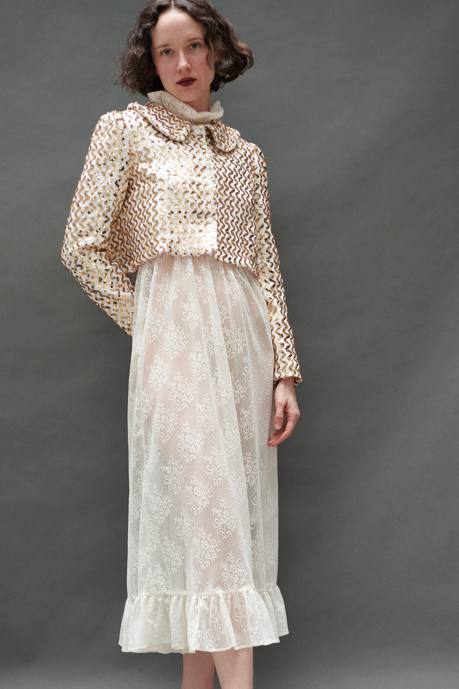 Peter Pan Coat in Knit Sequin