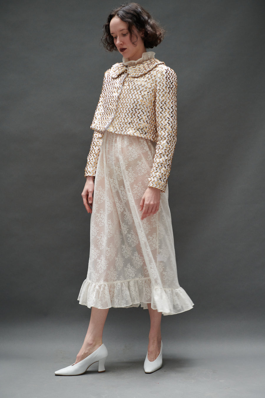 Peter Pan Coat in Knit Sequin