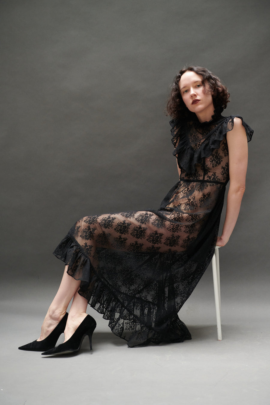 Caroline Dress in Black Lace