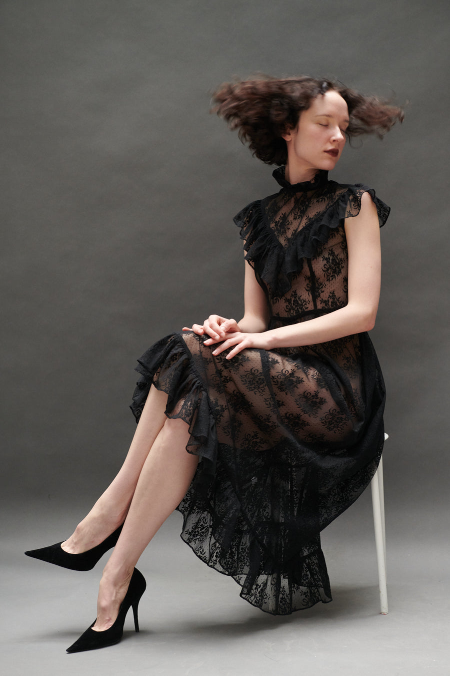 Caroline Dress in Black Lace