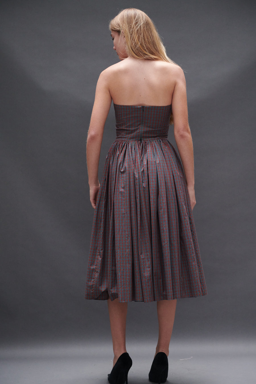 Arya Dress in Burgundy Tartan