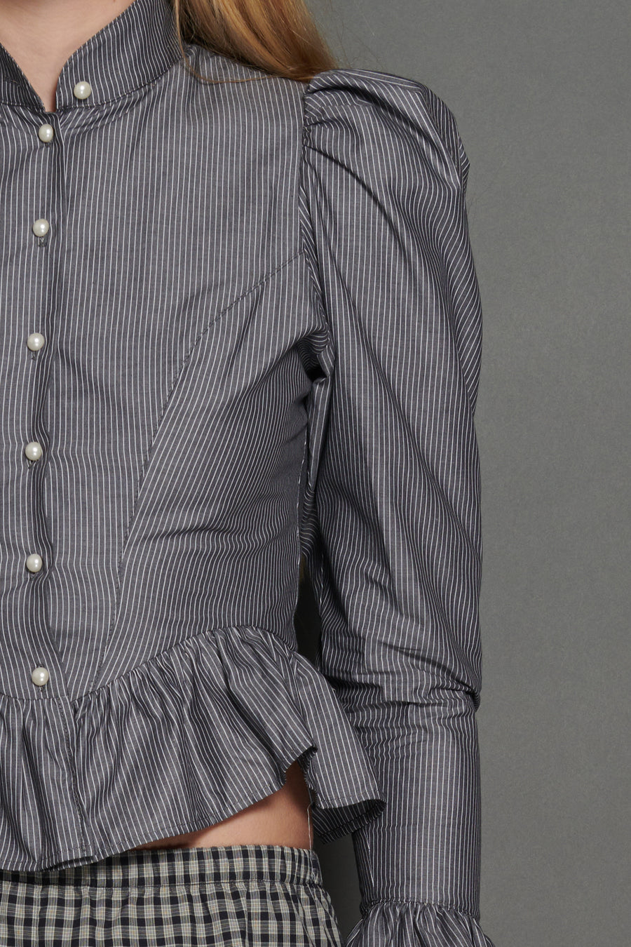 Grace Blouse in Grey Stripe
