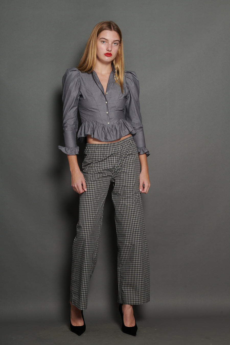 Grace Blouse in Grey Stripe